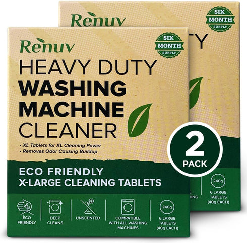 Heavy Duty Washing Machine Cleaner and Descaler - Deep Cleaning Tablets For Front Load or Top Load Washer (12 Pack 2 Boxes)...