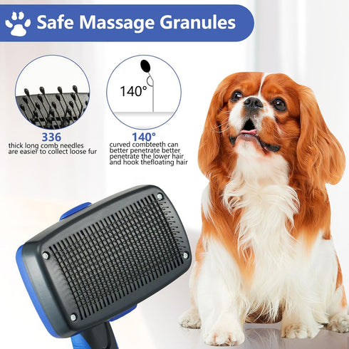 Self-Cleaning Slicker Brush Dog Grooming Brush Shedding and Grooming Tool for Pets Removes Loose Hair Cat Hair Brush for Shedding (Large, Blue)...