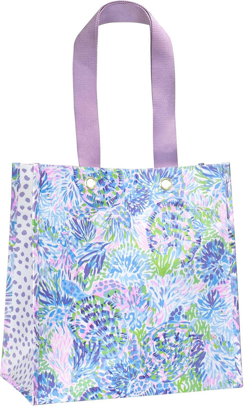 Lilly Pulitzer Purple/Blue Market Shopper Bag, Reusable Grocery Tote with Comfortable Shoulder Straps, Shell of a Party...