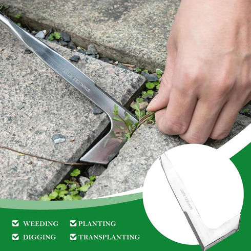 2 Pack Uprooting Weeding Tool, Gardening 4 Claw Hand Weed Remover Tool and L-Shape Manual Grass Removal Set, Manganese Steel Weeder Puller for Law...