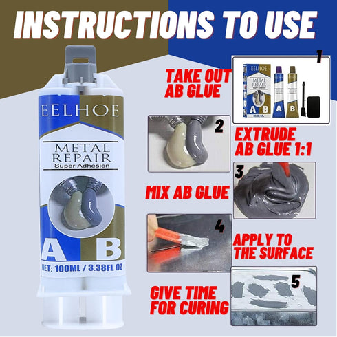 Metal Repair Magic ab Glue 100 Gram, Epoxy Glue Metal, Cold Weld Metal Repair, Crazy Glue Metal Adhesive Paste Heavy Duty, Metal bonding epoxy Put...