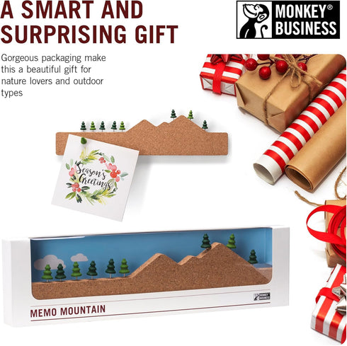 Monkey Business Memo Mountain Cork Board Strip - Corkboard Pin Board with Mountain Scene Pushpins, Office Accessories, Cute Cork Boards for Walls...