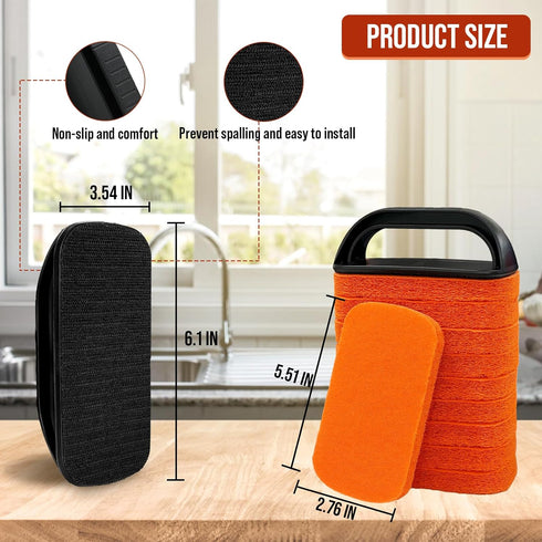 12-Piece Griddle Cleaning Kit for Blackstone, Flat Top Grill Cleaning Kit Non-Scratch Scouring Pads for Kitchen - 10 Scrubber Pads and 2 Handles...