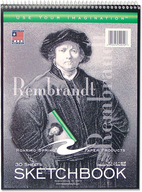 Rembrandt Topbound Spiral Drawing Art Sketchbook, 9" x 12" 30 Sheets, 60# White Drawing Paper...