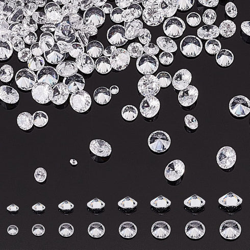 PH PandaHall Clear Cubic Zirconia Stone, 2400pcs 8 Sizes 0.8-2.5mm Small Loose CZ Diamond Stones Glass Pointed Back Rhinestone Faceted Cabochons R...