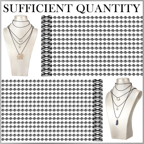 Bucherry 100 Pcs Metal Dog Tag Chain Bulk Bead Link Chain 2.4 mm Ball Beaded Necklace Chains for Jewelry Making DIY Crafts(Black)...