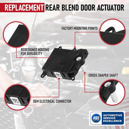 HVAC Air Blend Door Actuator Rear - 604-213, 1L2Z19E616BA, YH-1743 - Compatible with Ford, Lincoln & Mercury SUVs - Expedition, Explorer, Navigato...
