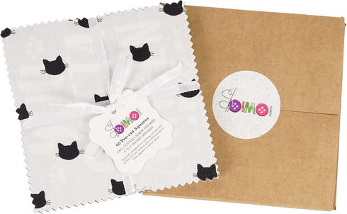 Soimoi Cat Print Precut 5-inch Cotton Fabric Quilting Squares Charm Pack DIY Patchwork Sewing Craft- Brown, Grey, Black & White...