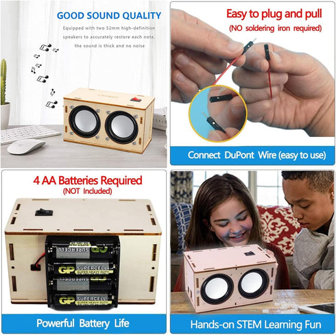 STEM Projects for Kids & Adults Build Your Own Bluetooth Speaker - Science Experiment Electronics Kit | Beginner's Starter DIY Set,STEM Gifts for ...
