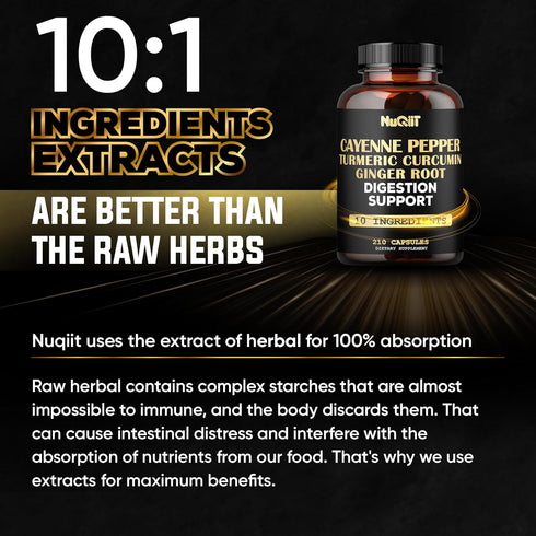 Extract 10:1 Cayenne Pepper Supplement with Turmeric Curcumin Root, Ginger Root, Ceylon Cinnamon Bark & More - Immune System, Joint Health & Diges...
