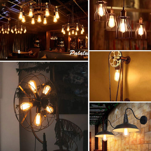 4-Pack Vintage 8W ST64 LED Edison Light Bulbs 100W Equivalent, 1400Lumens, 2700K Warm White, E26 Base LED Filament Bulbs, CRI 90+, Antique Glass S...