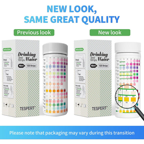 Water Testing Kits for Drinking Water: 125 Strips 16 in 1 Well and Drinking Water Test Kit, TESPERT Water Test Strips with Hardness, pH, Lead, Iro...