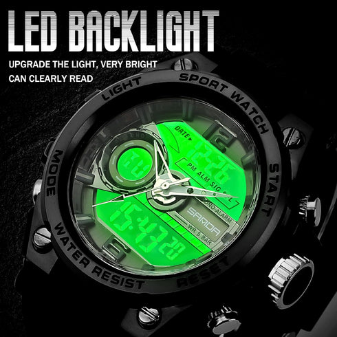 Men's Watches for Men Sports Outdoor Waterproof Military Watch Analog Digital Display Tactics Watch with LED Alarm Stopwatch Hourly Chime Multi-Fu...