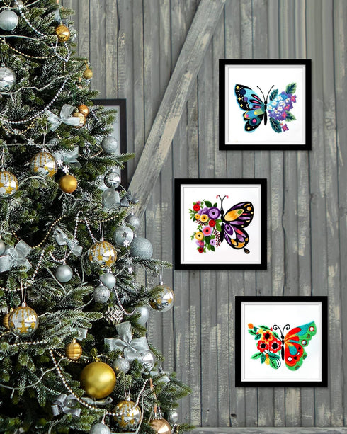TINDTOP 3 Sets Embroidery Stitch Practice kit, Butterfly Flower Embroidery Kit for Beginners Include Cloth Hoops Threads for Craft Lover Hand Stit...
