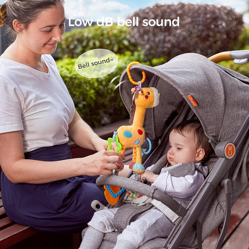 TUMAMA Giraffe Hanging Rattle Toys, Soft Baby Hanging Toys with Wind Chimes, Stroller Car Seat Crib Plush Animal Activity Toys Gift for Newborn To...