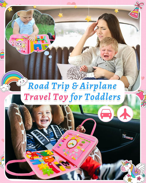 Exorany Busy Board Montessori Toys for 1 2 3 4 Year Old Girls & Boys Birthday Gifts, Sensory Toys for Toddlers 1-3, Educational Travel Toys, Presc...