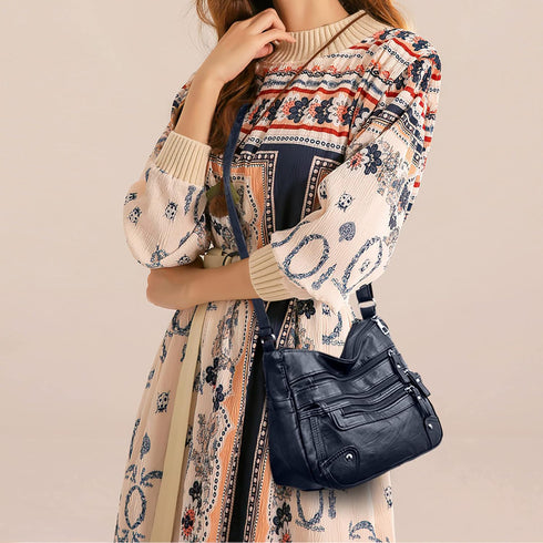 Women Crossbody Bag PU Leather Shoulder Purse Ladies Crossover Bags Lightweight Multi-Pocket Satchel Messenger Bag...