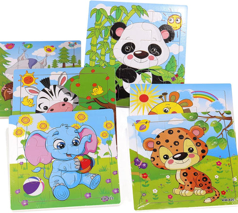 6 Pack Wooden Animal Jigsaw Puzzles for Kids Age 2 3 4 5 Toddler Preschool Educational Puzzles Learning Travel Toys for Boys and Girls...