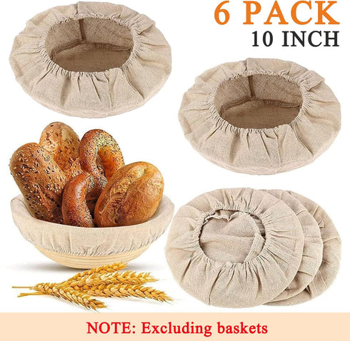 6 Packs Round Bread Proofing Basket Cloth Liner Rattan Baking Dough Basket Cover Natural Rattan Banneton Proofing Cloth(10 Inch)...