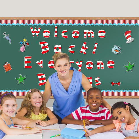 228 First Day of School Seuss' Letters Cutout Bulletin Boards, Numbers Punctuation Symbols Back to School Bright Bulletin Board Letters Accents Po...