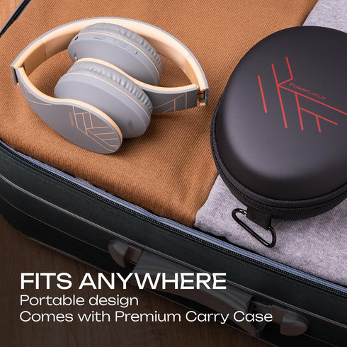PowerLocus Bluetooth Headphones Over Ear, Wireless Headphones with Microphone, Foldable Headphone, Soft Memory Foam Earmuffs & Lightweight, Micro ...