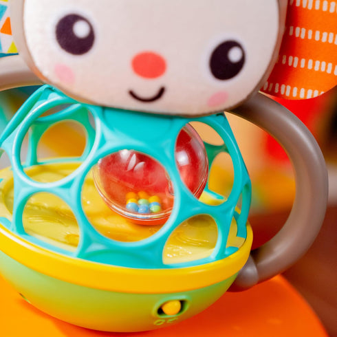 Bright Starts Grab & Giggle Monkey Light-Up Musical Rattle Toy with Easy-Grasp Oball, Ages 6 Months+, Unisex...