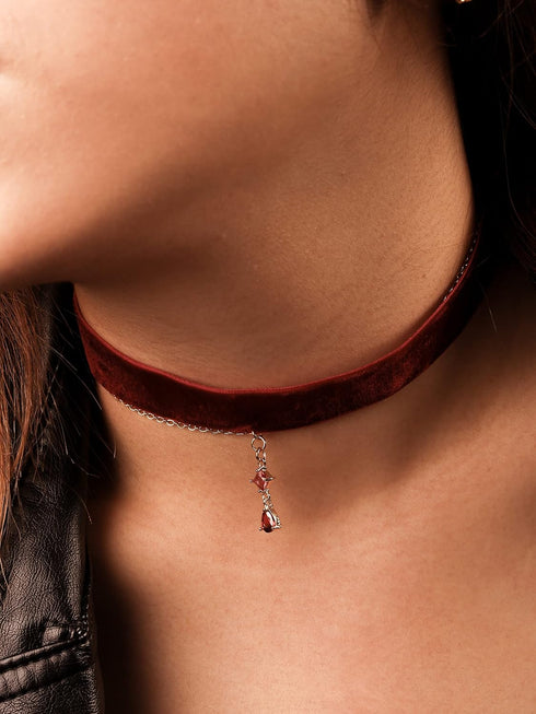 Sacina Gothic Red Choker, Red Choker Necklace for Women, Velvet Choker, Goth Choker, Chokers Gothic, Halloween Necklace, Christmas New Year Jewelr...