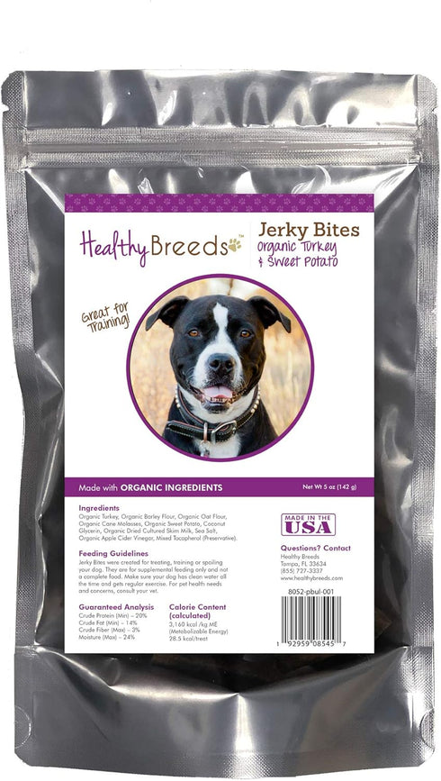 Healthy Breeds Pit Bull Jerky Bites Turkey & Sweet Potato Recipe Dog Treats - Organic Turkey is The First Ingredient - Spoil Your Best Friend - 5 ...
