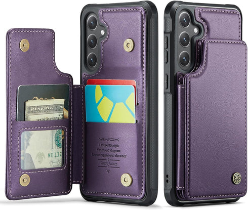 for Samsung Galaxy S24 Case with Card Holder, for Samsung S24 Wallet Case for Women Men with RFID Blocking, Durable Kickstand Shockproof Case for ...