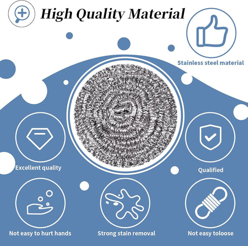 Stainless Steel Scrubber Scrubbing Scouring Pad Magic Eraser Sponges Clean Pot Pan and Broiler Rack Steel Wool for Kitchen Bathroom (6Pcs Metal Sc...