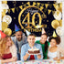 Blulu 40th Birthday Party Decoration, Extra Large Fabric Black Gold Sign Poster for 40th Anniversary Photo Booth Backdrop Background Banner, Birth...