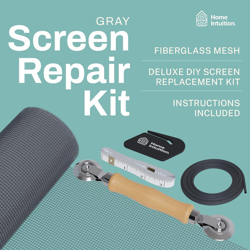 48x117 inch Windows and Screen Door Replacement Repair Kit with Tool Set for Easy Installation, Grey...