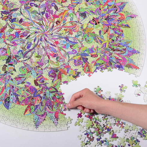Bgraamiens Puzzle-Magic Tree of Life -1000 Pieces Colorful Leaves Round Mandala Puzzle Color Challenge Jigsaw Puzzles...