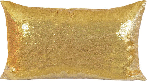 Poise3EHome 12x20inches Sequin Pillow Covers Satin Decorative Pillow Cases for Throw Pillows, Couch, Bed, Christmas (Gold, 1PCS)...