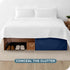 Bare Home Queen Bed Skirt - 15-Inch Tailored Drop Easy Fit - Bed Skirt for Beds - Center & Corner Pleats (Queen, Dark Blue)...