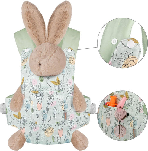 GAGAKU Baby Doll Carrier Doll Accessory Stuffed Animal Carrier with Adjustable Straps for Kids – Green (Sunflower)...