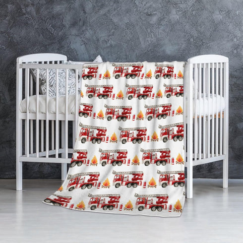 Fire Truck Fireman Baby Blanket Gifts Super Soft Swaddle Newborn Cozy Baby Receiving Blanket Stroller Throw Blanket for Crib 40x30 in forBaby/Pupp...
