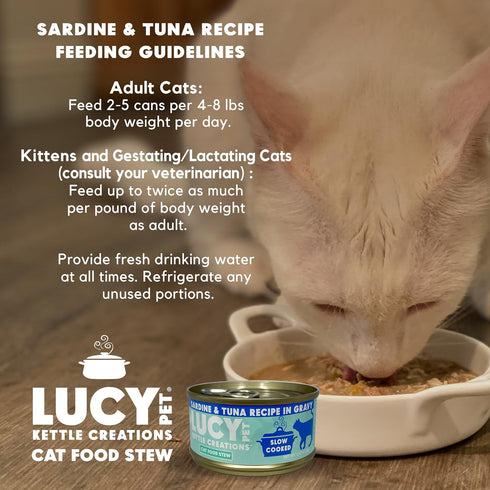 Lucy Pet Products Kettle Creations Sardine and Tuna Cat Stew Recipe in Gravy 2.47oz, Green (LPPFFLW403)...