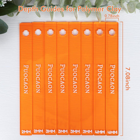Puocaon Polymer Clay Depth Guides - 8 Pcs Thickness Depth Guide for Polymer Clay Jewelry, Polymer Clay Rolling Tools for Earrings, Roller Depth Gu...