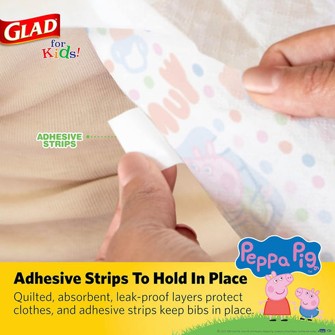 Glad Peppa Pig Paper Bibs, 30 Count with Cute Peppa Pig Design for Kids | Art & Craft Disposable Kids Bibs...