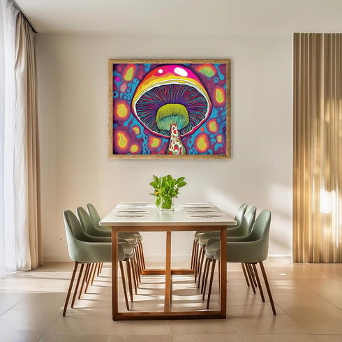 Posterizer 1 pcs- psychedelic funky hippie colorful rainbow mushrooms 1-Abstract & Modern Art-Fantasy & Fiction Art- Living Room Bedroom Decor- un...