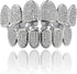 JINAO Grillz Grills for Your Teeth Simulated Diamond Teeth Grillz with Extra Molding Bars Included 18K Gold Plated All Iced Out Cubic Zirconia Gol...