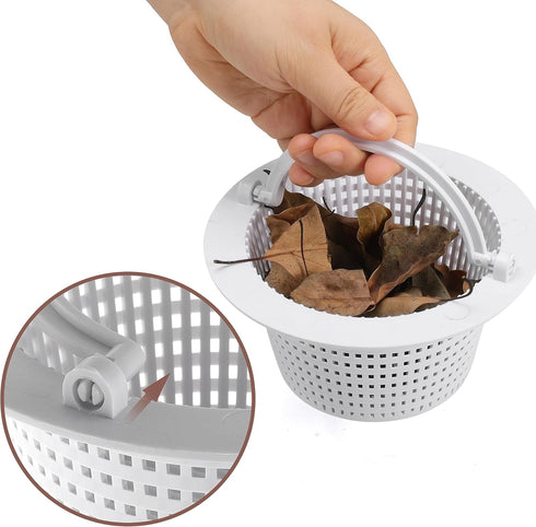 6" above Ground Pool Skimmer Basket Thru-Wall Strainer Basket Filter Basket with Handle to Clean Leaves and Debris (1)...