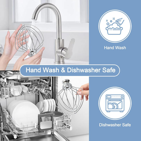 Stainless steel Wire Whip Attachment for KitchenAid Tilt-Head Stand Mixer Accessory K45SS Replacement, Egg Cream Stirrer, Cakes Mayonnaise Whisk, ...