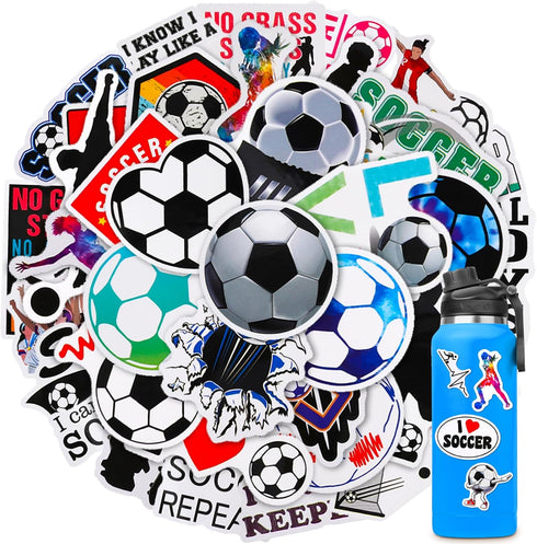 50 Pcs Soccer Stickers, Sports Stickers Bulk Soccer Party Favors Decorations Soccer Goodie Bags Soccer Gifts for Fans Teams, Waterproof Stickers f...