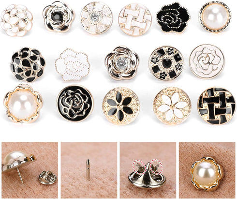 Cover Up Button Pins, 30PCS Brooch Pins for Clothes, Safety Brooch Buttons, Accidental Exposure Prevention Invisible Buttons for Women Girls Cloth...