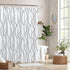 Biscaynebay Extra Long Textured Fabric Shower Curtain 72 W x 84 L, Silver Grey Striped Printed Linen Modern Hotel Luxury Quality Cloth Bathroom Cu...