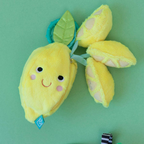Manhattan Toy Mini-Apple Farm Lemon Baby Travel Toy with Rattle, Squeaker, Crinkle Fabric & Teether Clip-on Attachment...