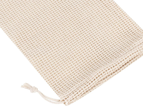 PALTERWEAR 100 Percent Natural Cotton Double Drawstring Mesh Bag For Herbs, Nuts, Spices (5 x 7 Inch - Set of 5)...