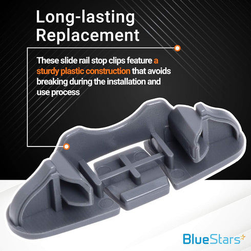 Ultra Durable W10508950 Dishwasher Stop Track Replacement Part by BlueStars - For Whirlpool Kenmore Dishwashers - Replaces W10199682 WPW10508950 8562015 2684662 AP6022472 PS11755805 - PACK OF 2
